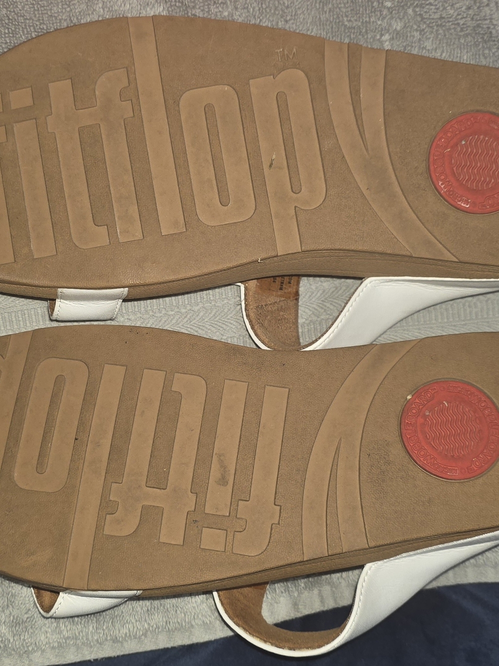 Fitflop White Slide Sandals with Crystal Chain Detail - Picture 2 of 3